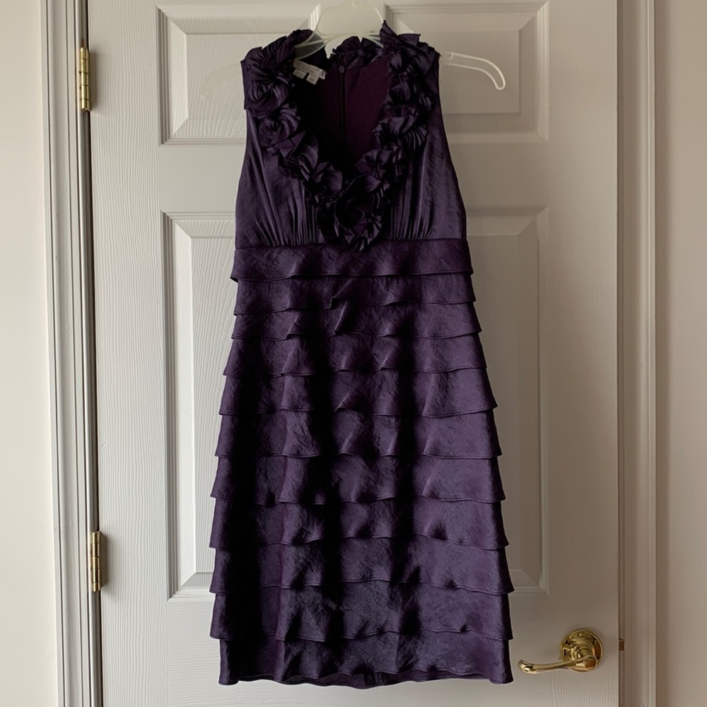 London Times Petites purple ruffled dress size 4P